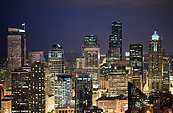 [Downtown Seattle at night] - Space Needle